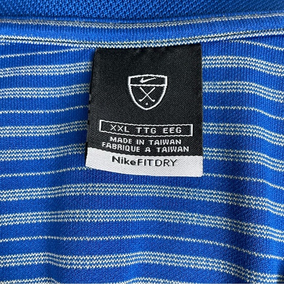 Men's Nike Fit-Dry Polyester/Nylon Blend Blue‎ & Grey Striped Polo XXL - Picture 8 of 8